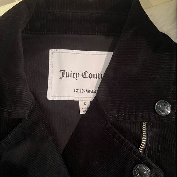 NEW Juicy Couture Corduroy Ribbed Structured Moto Jacket Asymmetrical Zip Black… - Picture 11 of 16